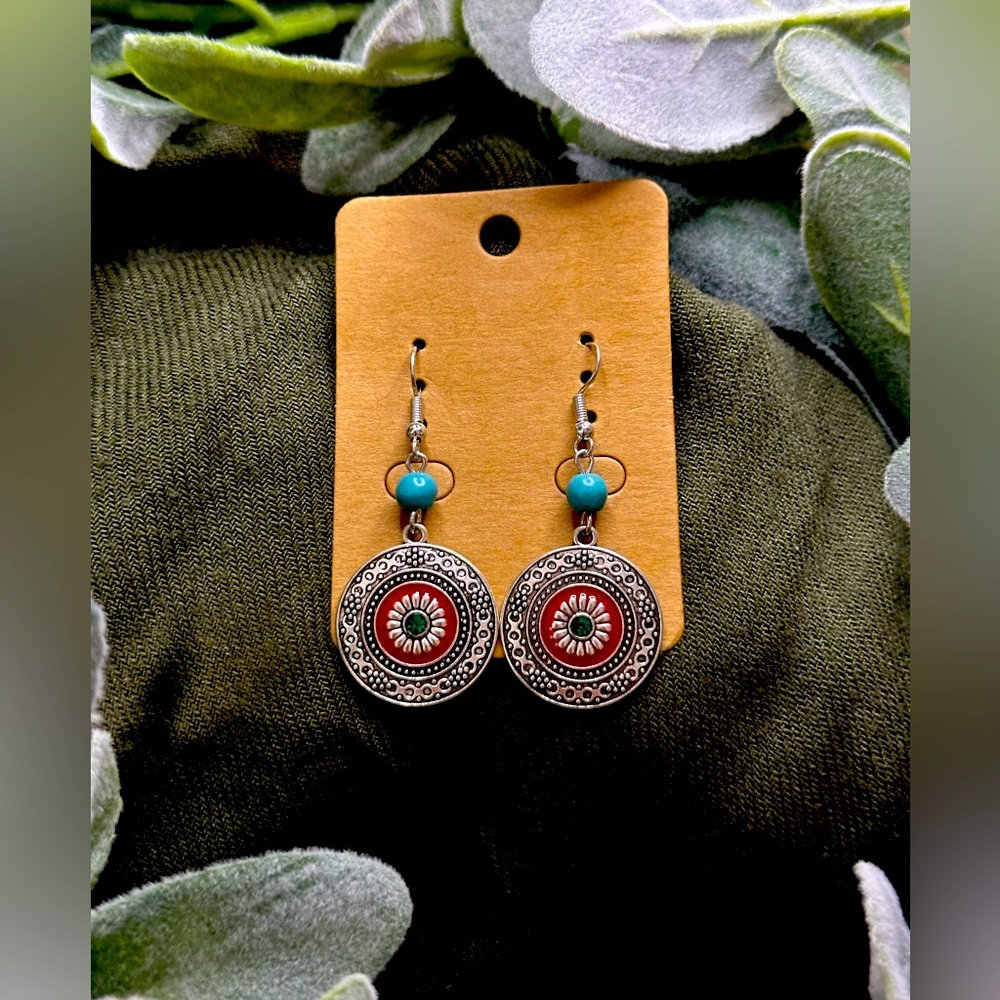 Aztec floral earrings - Picture 2 of 2